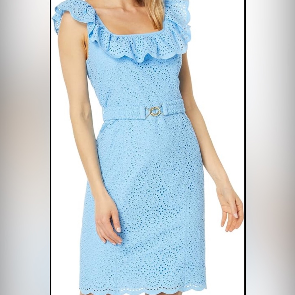 Lilly Pulitzer Ryann Eyelet Shift Dress new size 4 blue